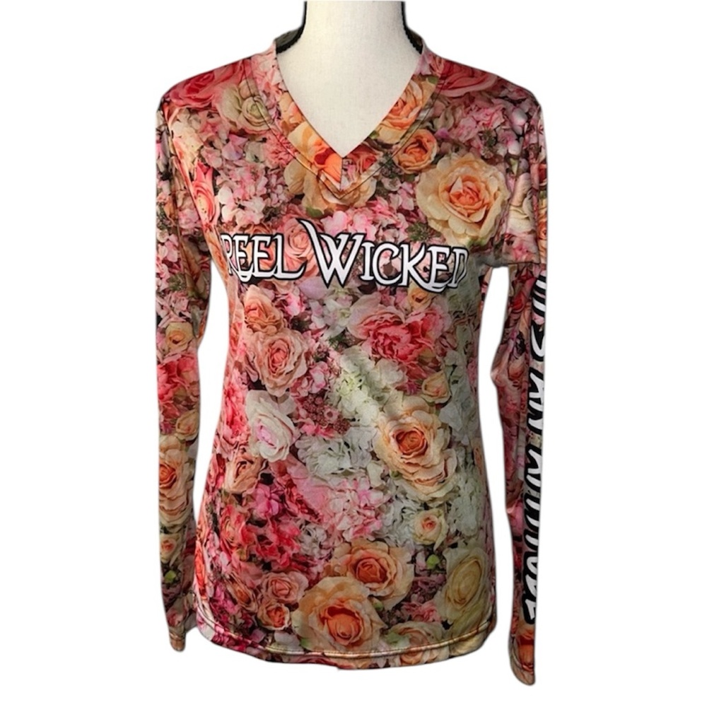 Reel Wicked Floral Fishing Performance Long Sleeve Shirt Size Small - Picture 3 of 5